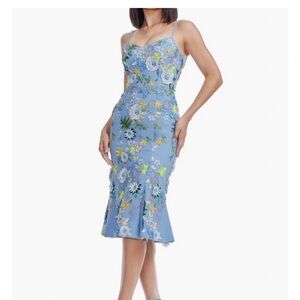 Floral Blue Midi Dress